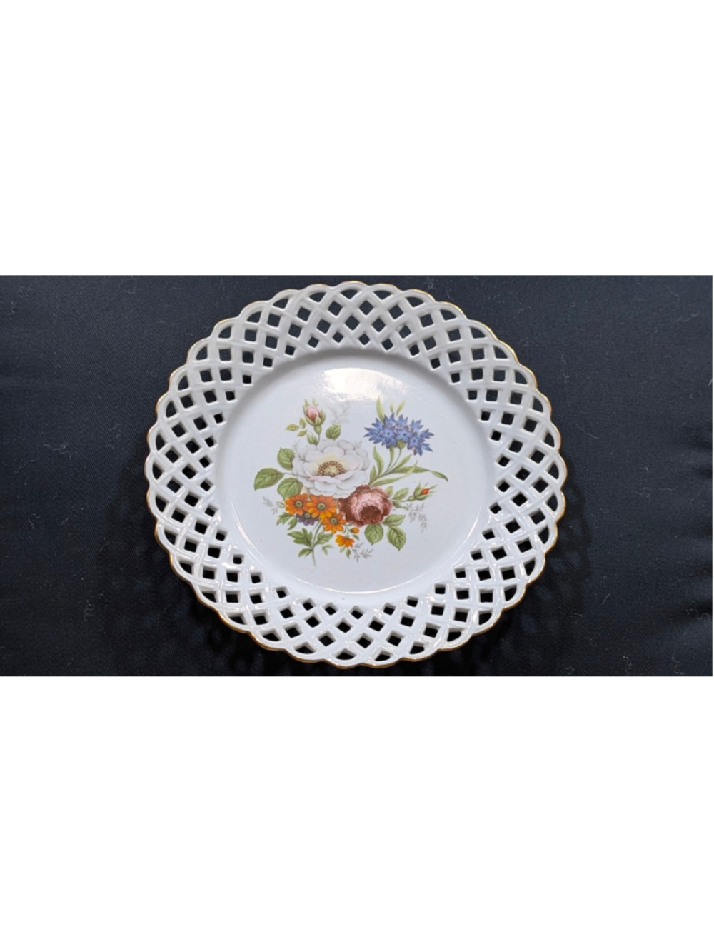 Cluj Porcelain Lattice Edge Floral Dinner Plate, One Size, White/Multi-color